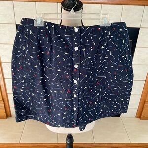 C.J. Banks Navy Blue Golf Skort w/Golf Club, Flag & Golf Ball Pattern, Sz 16W
